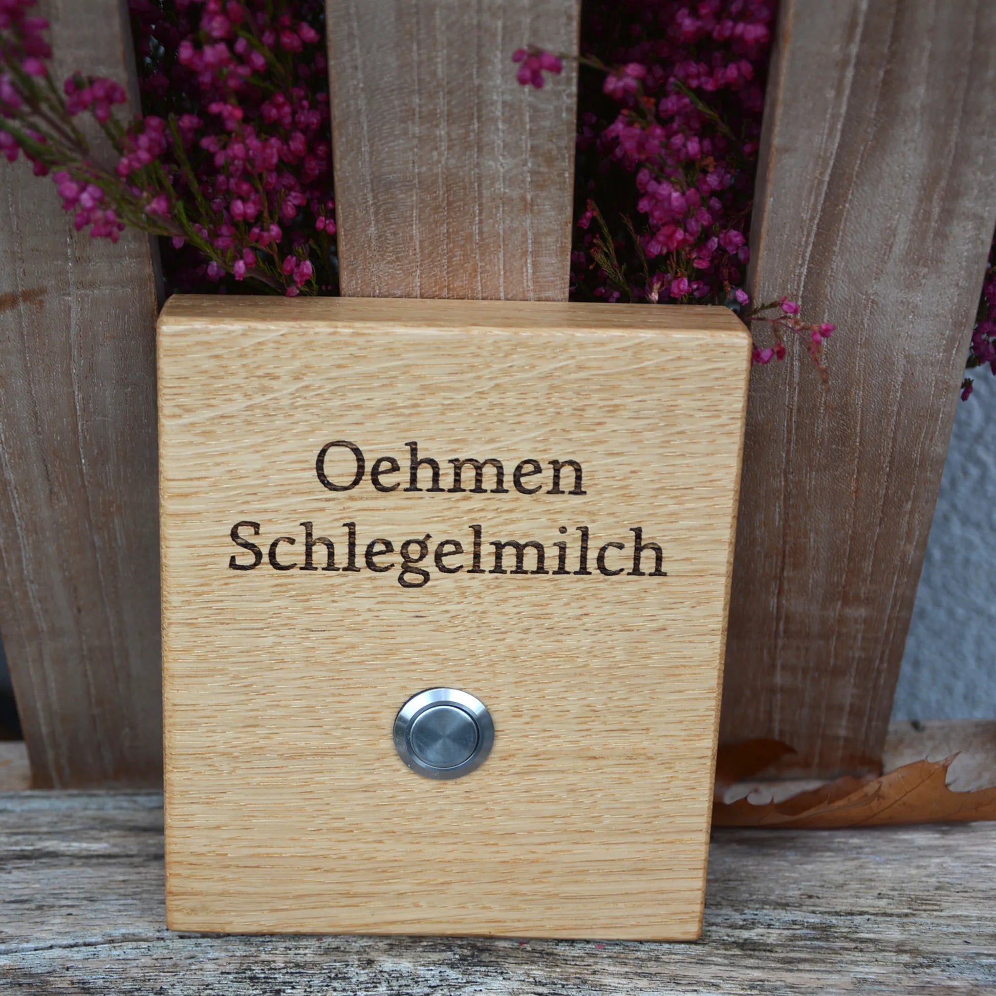 Holz Klingelschild aus EICHE - Motiv RÖTTGERS - Jeske Design