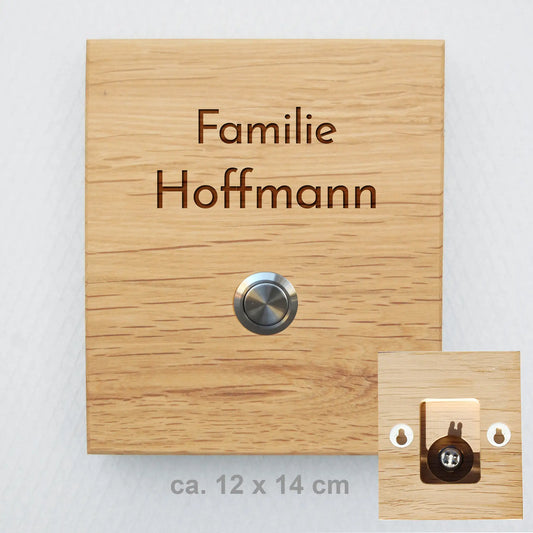 Holz Klingelschild aus Eiche - Motiv HOFFMANN - Jeske Design