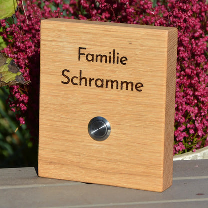 Holz Klingelschild aus Eiche - Motiv HOFFMANN - Jeske Design