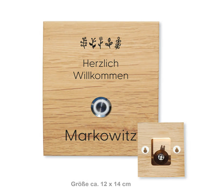 Holz Klingelschild aus Eiche - Motiv MARKOWITZ - Jeske Design