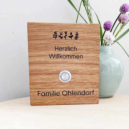 Holz Klingelschild aus Eiche - Motiv MARKOWITZ - Jeske Design