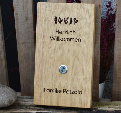 Holz Klingelschild aus Eiche - Motiv MARKOWITZ - Jeske Design