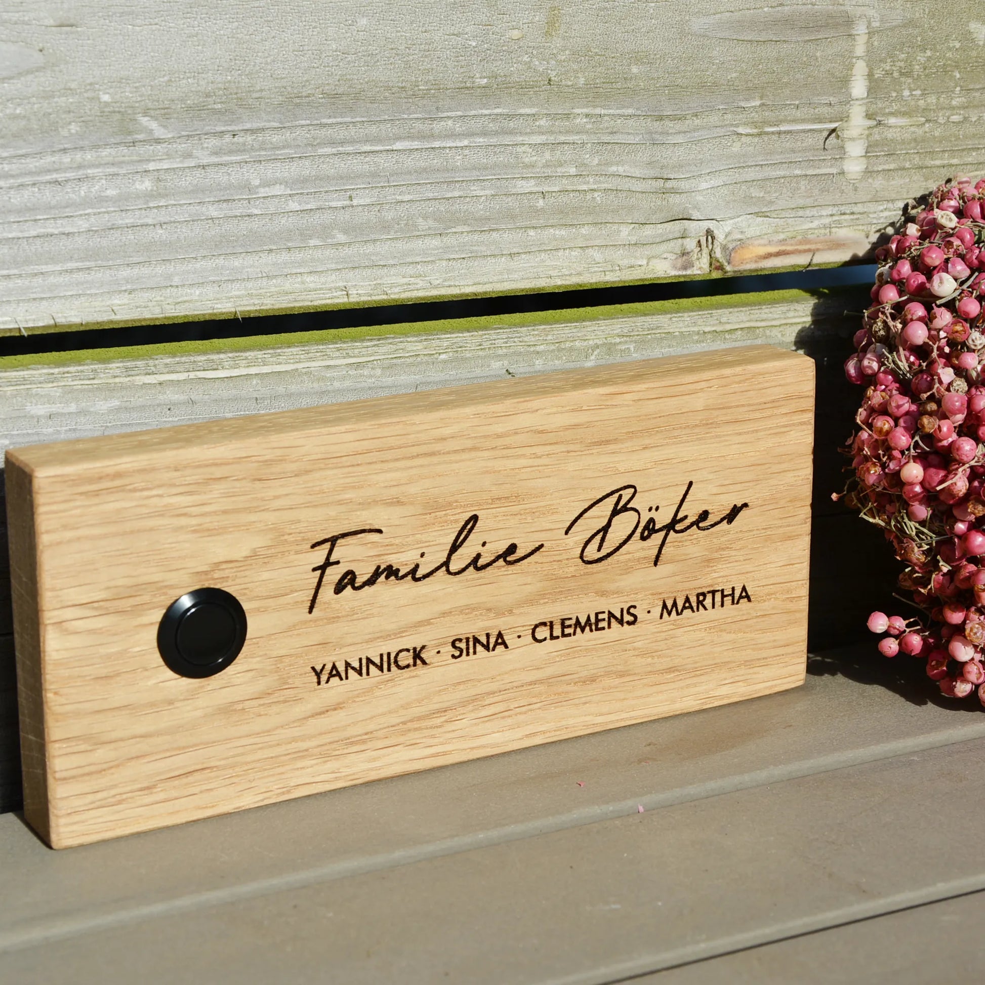 Edles Klingelschild aus Eiche - Querformat - Jeske Design