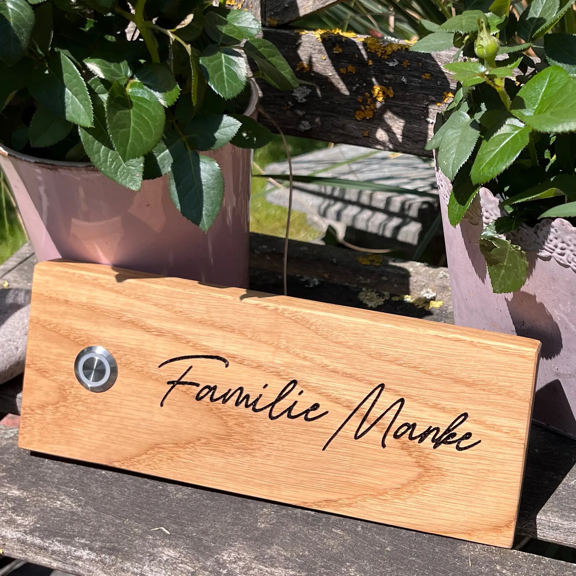 Edles Klingelschild aus Eiche - Querformat - Jeske Design
