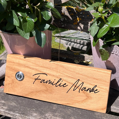 Edles Klingelschild aus Eiche - Querformat - Jeske Design