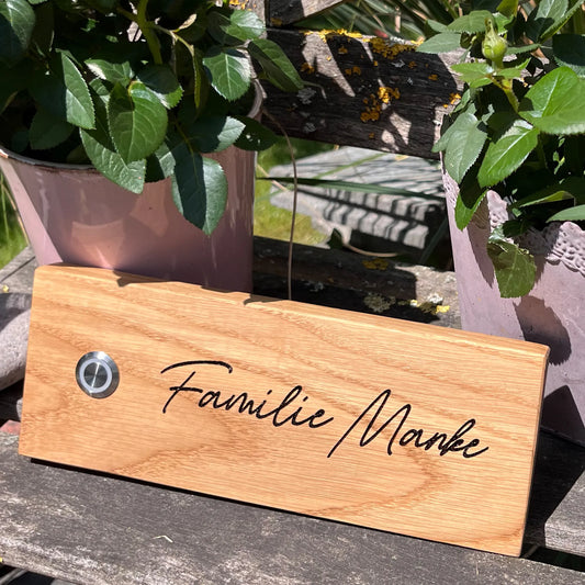 Edles Klingelschild aus Eiche - Querformat - Jeske Design