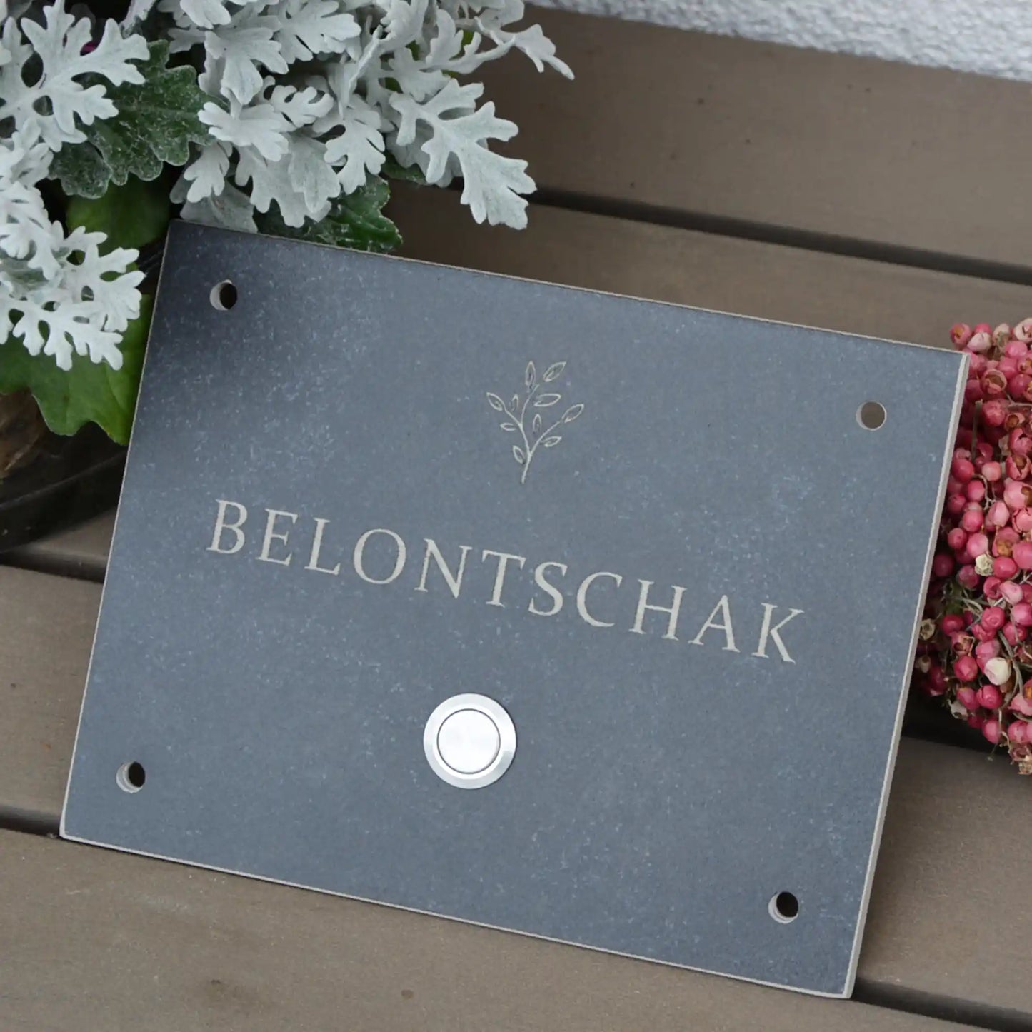 Edles Klingelschild in anthrazit aus Keramik-Steinfeinzeug - Jeske Design