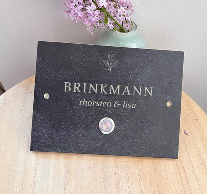 Edles Klingelschild in anthrazit aus Keramik-Steinfeinzeug - Jeske Design