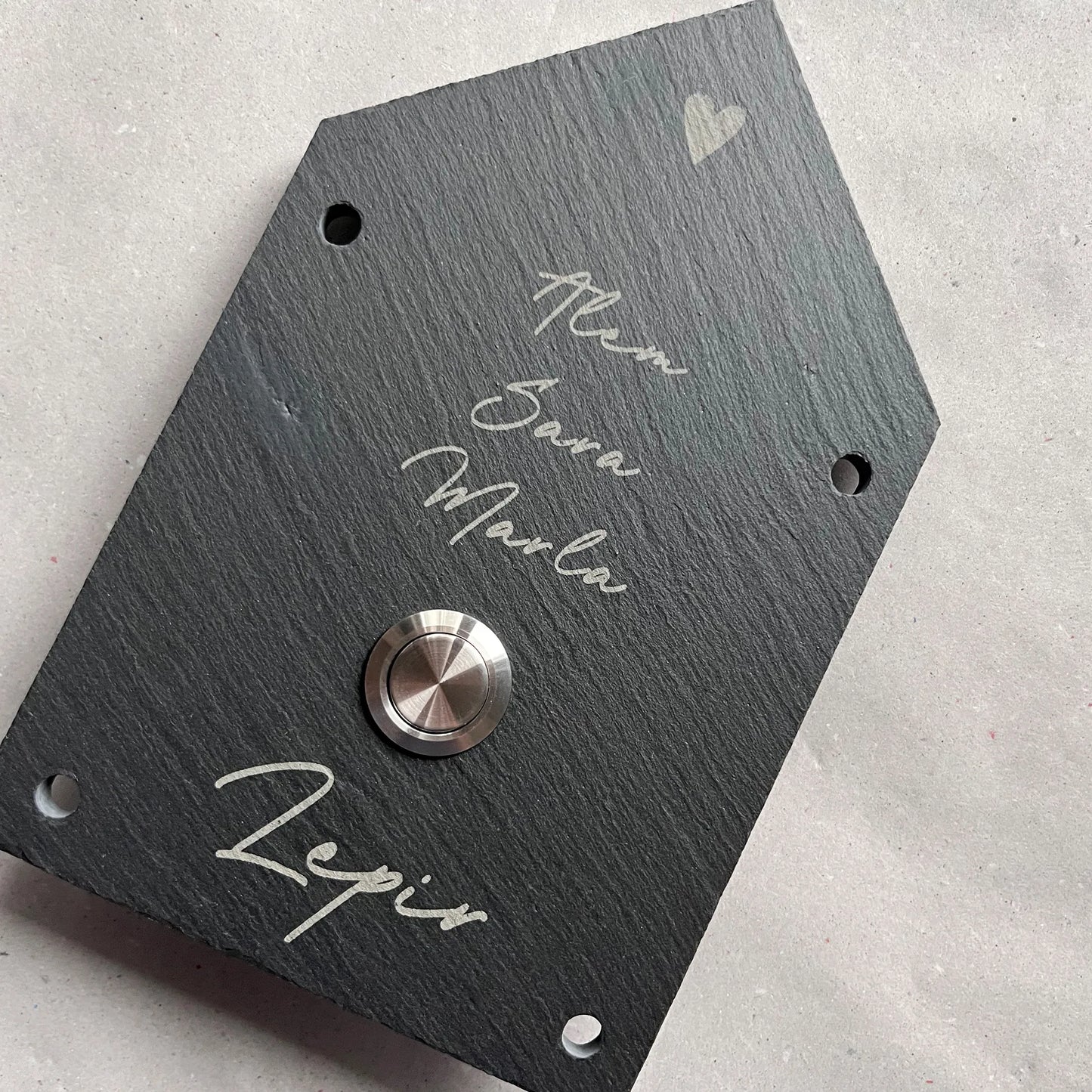 Klingelschild aus Schiefer - Motiv Sonderformat HAUS - Jeske Design