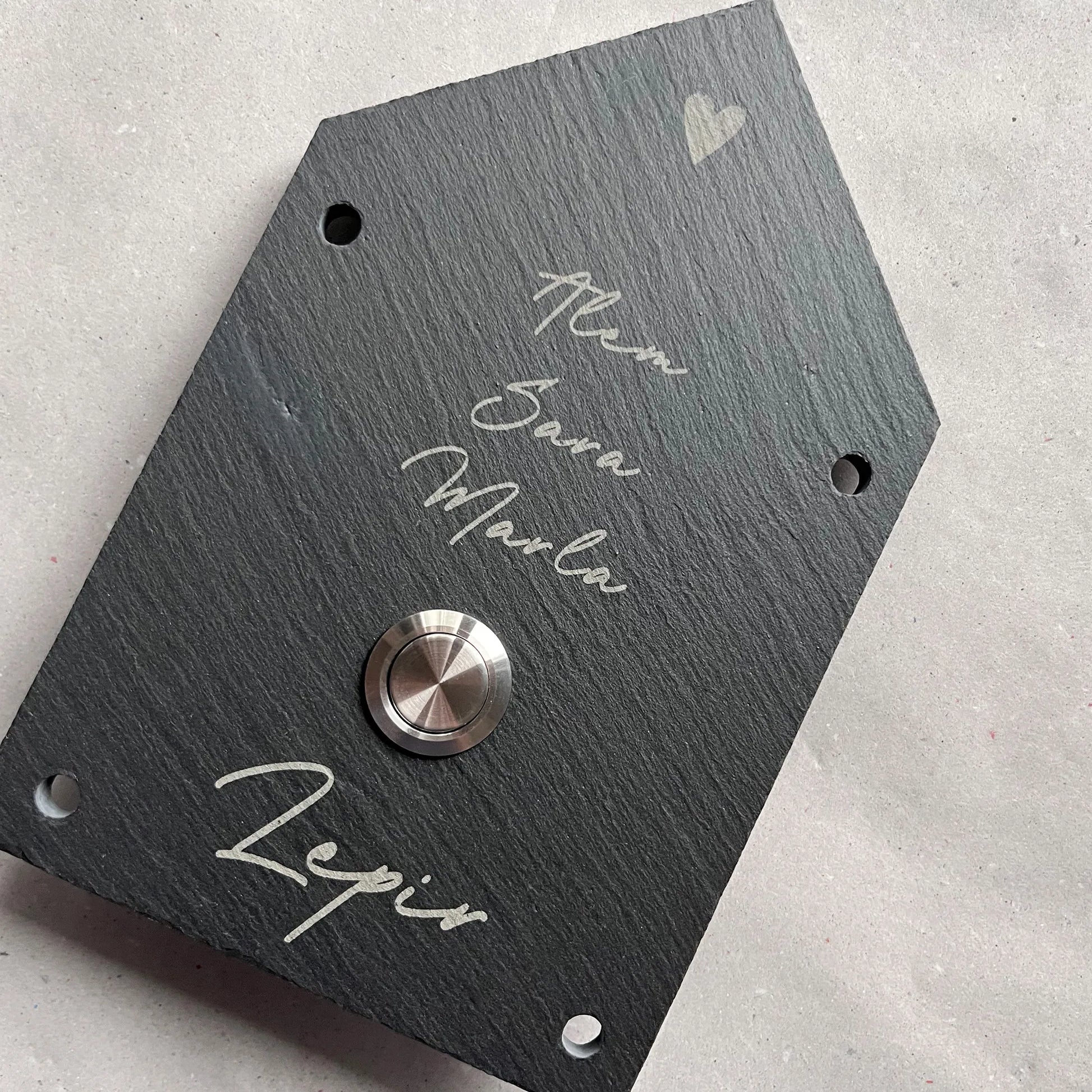 Klingelschild aus Schiefer - Motiv Sonderformat HAUS - Jeske Design