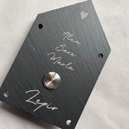 Klingelschild aus Schiefer - Motiv Sonderformat HAUS - Jeske Design