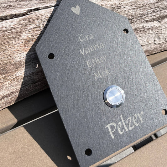 Klingelschild aus Schiefer - Motiv Sonderformat HAUS - Jeske Design