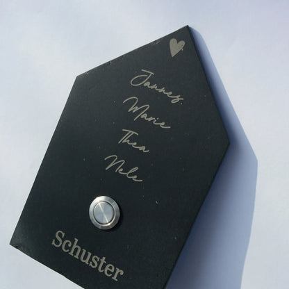 Klingelschild aus Schiefer - Motiv Sonderformat HAUS - Jeske Design