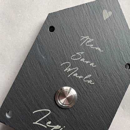 Klingelschild aus Schiefer - Motiv Sonderformat HAUS - Jeske Design