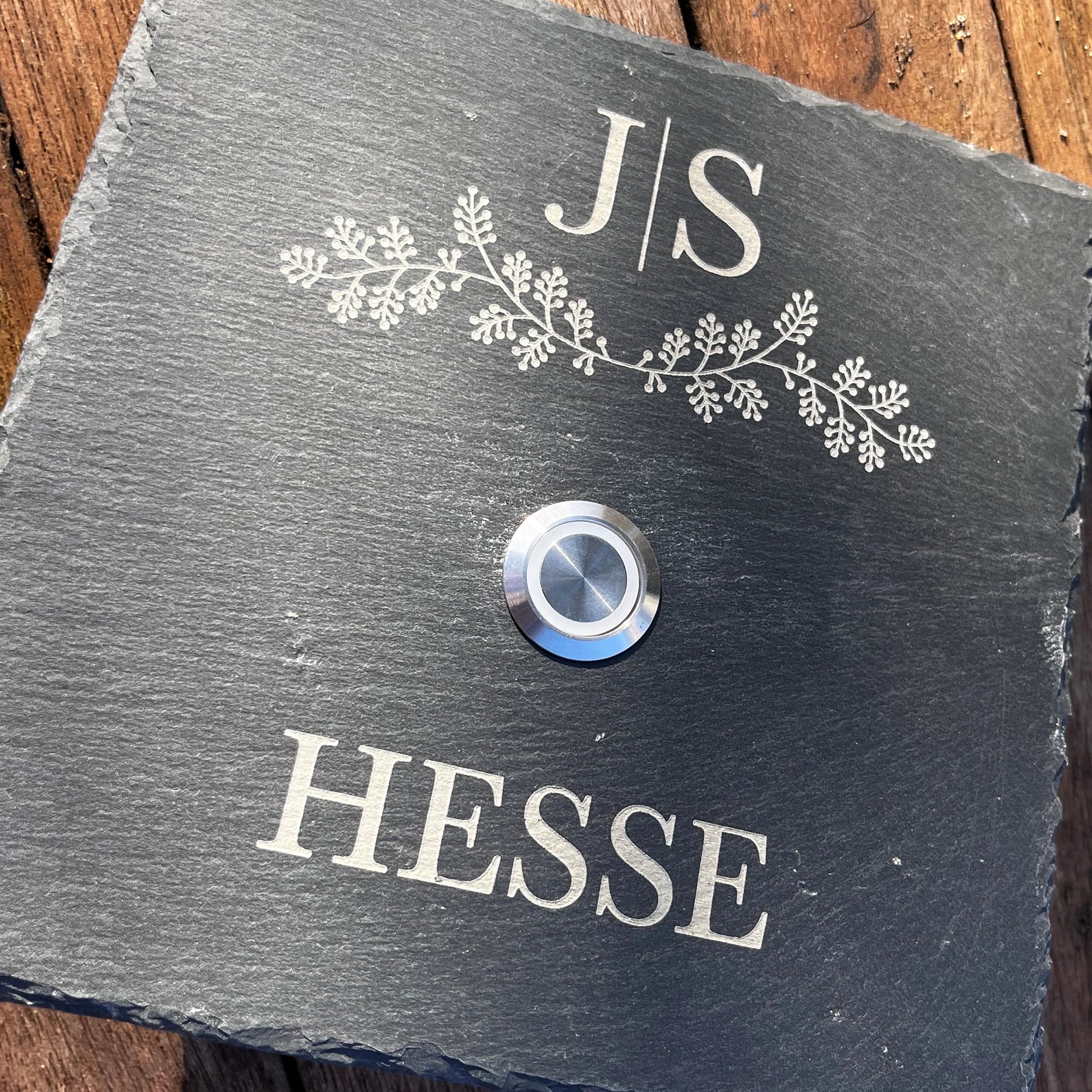 Klingelschild aus Schiefer - Motiv HESSE - Jeske Design