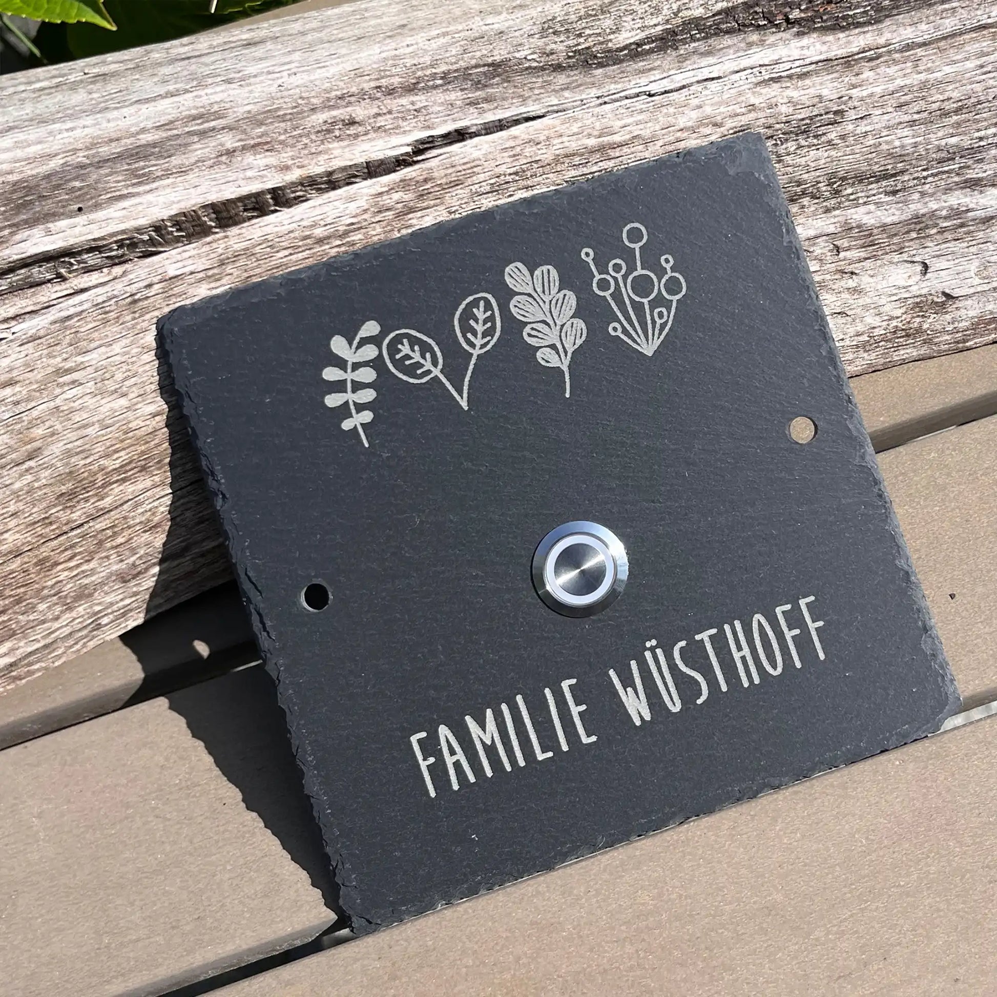 Klingelschild aus Schiefer - Motiv HARMS - Jeske Design
