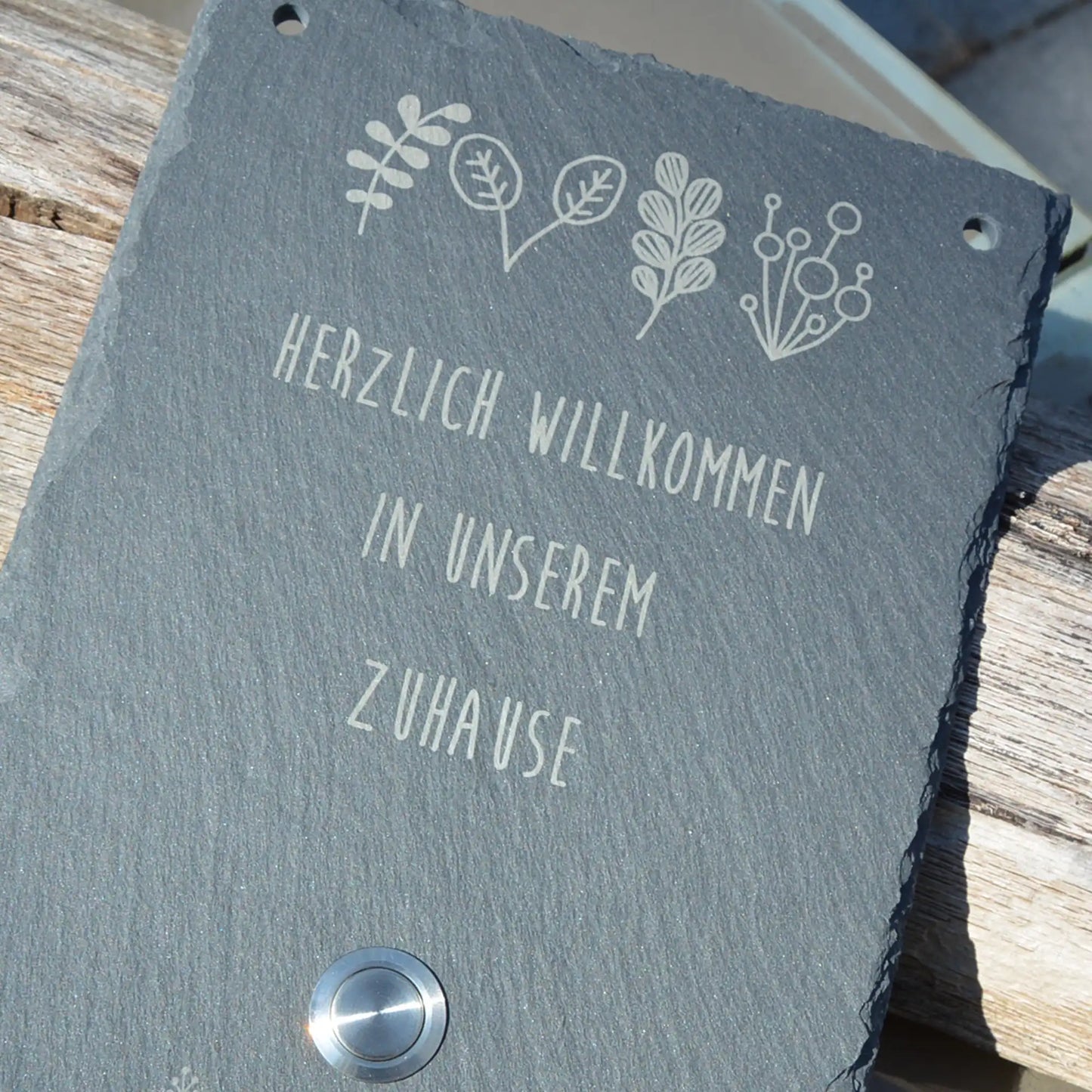 Klingelschild aus Schiefer - Motiv HARMS - Jeske Design