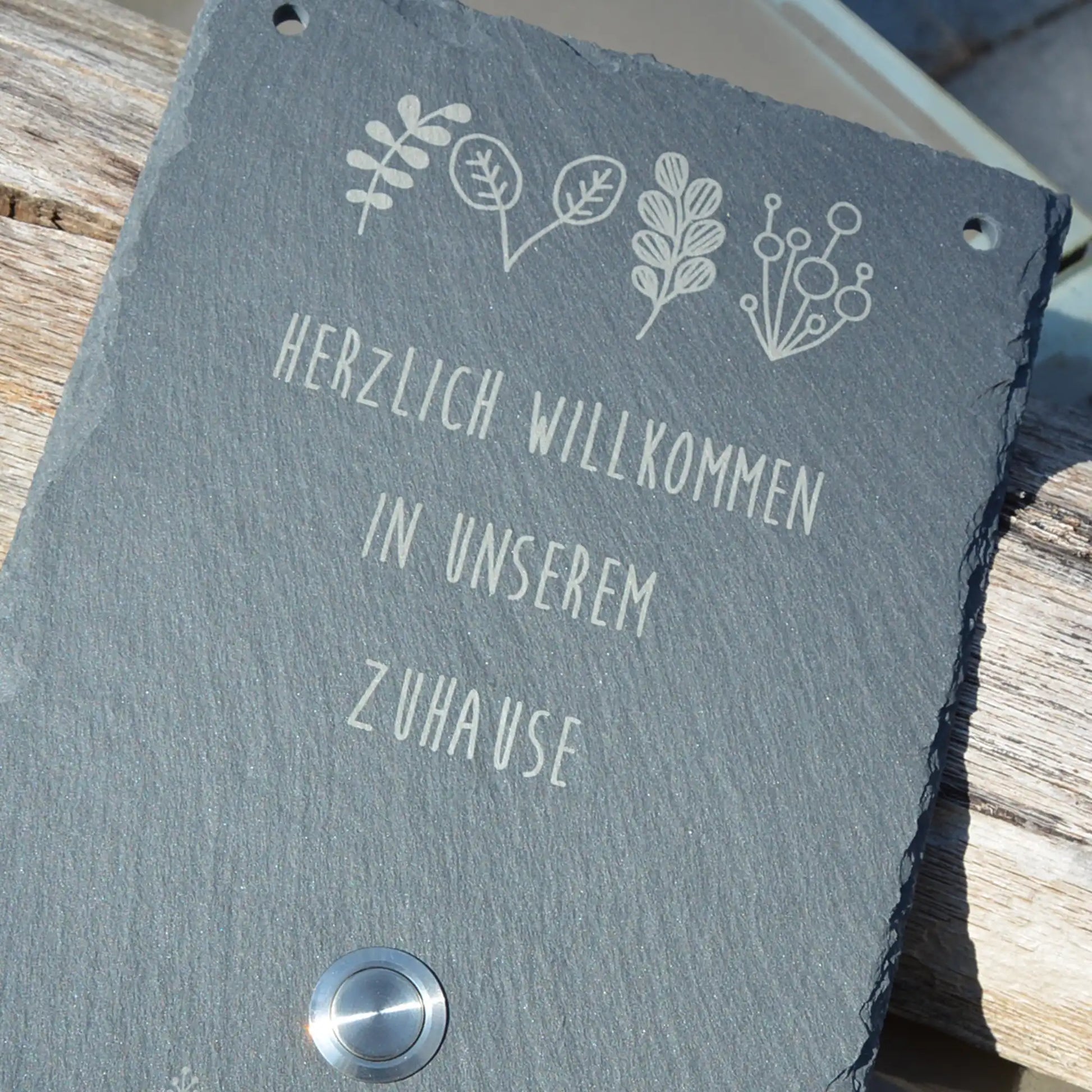 Klingelschild aus Schiefer - Motiv HARMS - Jeske Design