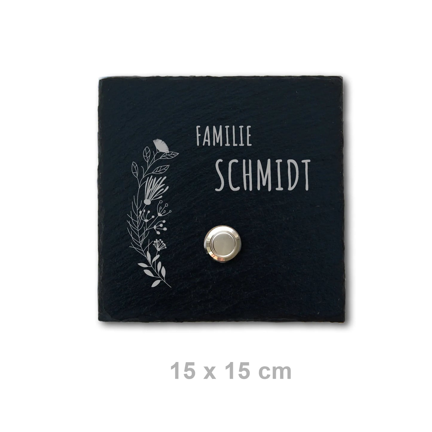 Klingelschild aus Schiefer - Motiv FLORALseite - Jeske Design