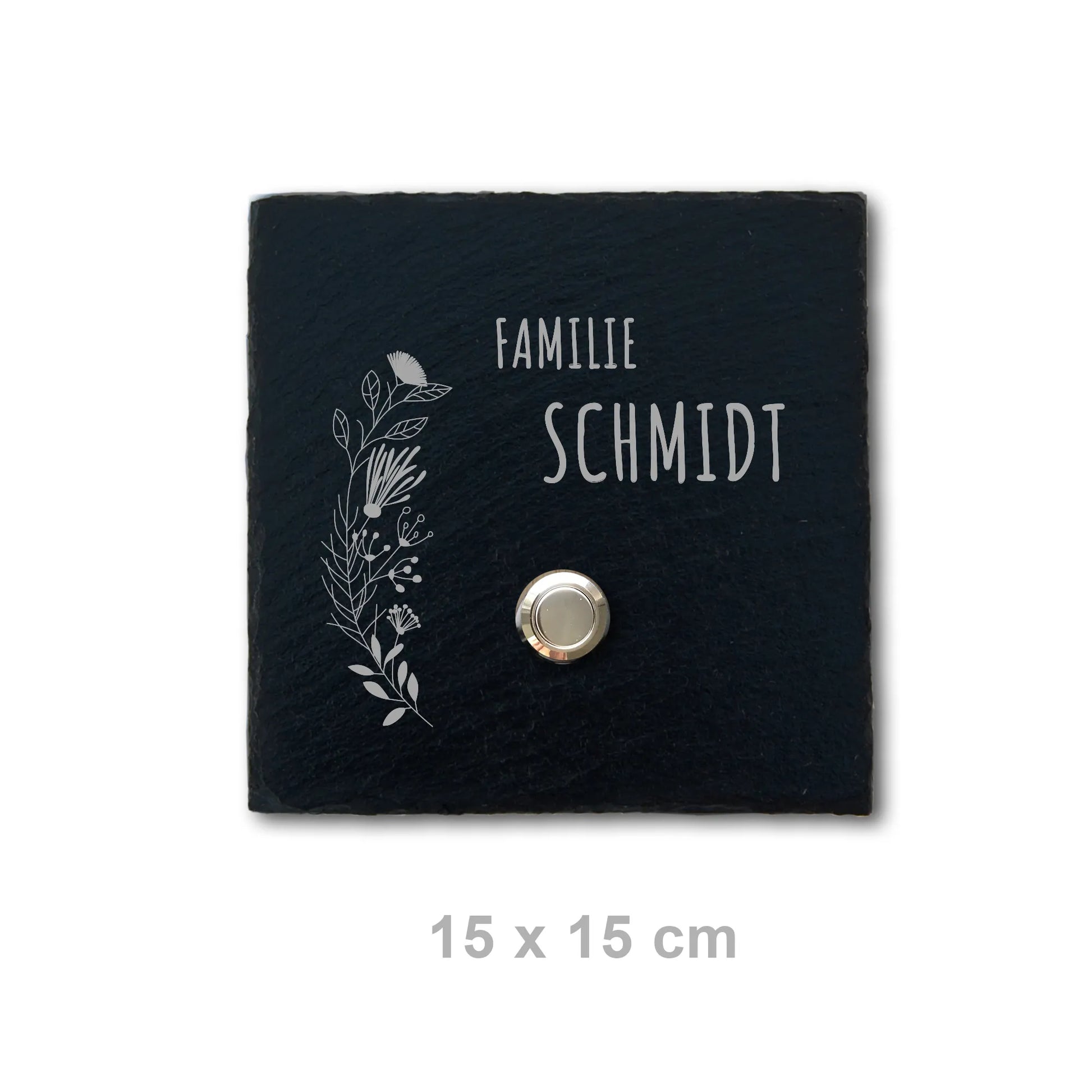 Klingelschild aus Schiefer - Motiv FLORALseite - Jeske Design