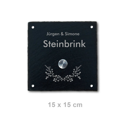 Klingelschild aus Schiefer - Motiv STEINBRINK - Jeske Design