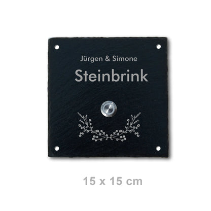 Klingelschild aus Schiefer - Motiv STEINBRINK - Jeske Design