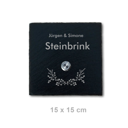 Klingelschild aus Schiefer - Motiv STEINBRINK - Jeske Design
