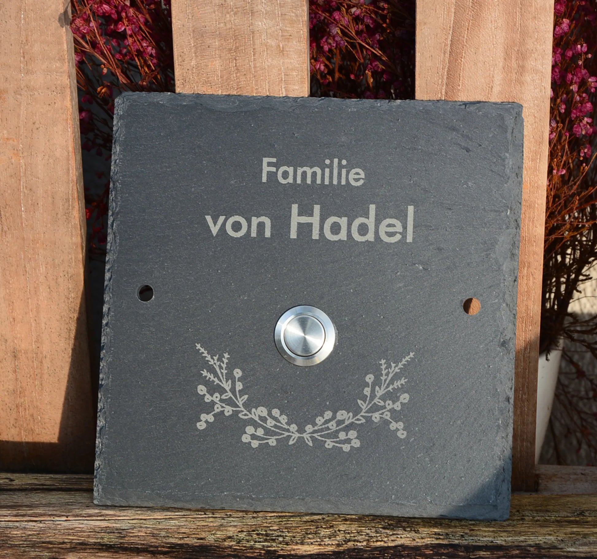 Klingelschild aus Schiefer - Motiv STEINBRINK - Jeske Design