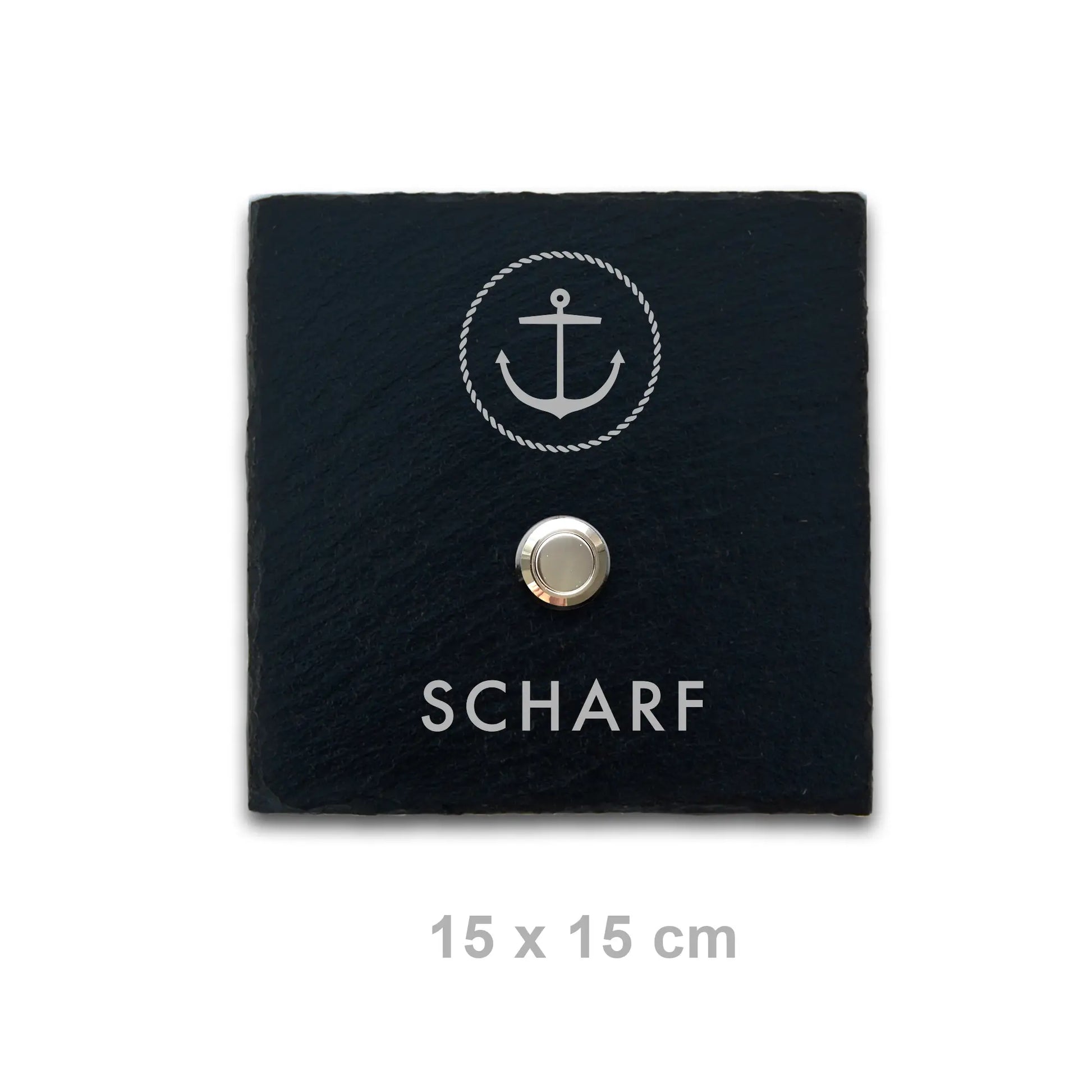 Klingelschild aus Schiefer - Motiv ANKER - Jeske Design