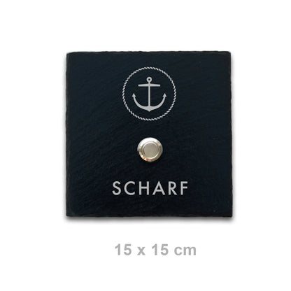 Klingelschild aus Schiefer - Motiv ANKER - Jeske Design