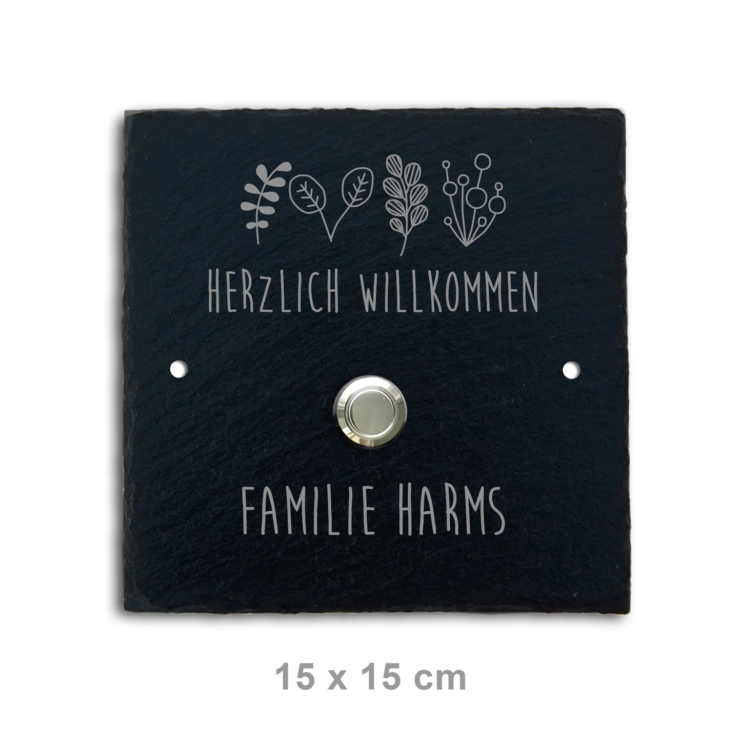 Klingelschild aus Schiefer - Motiv HARMS - Jeske Design