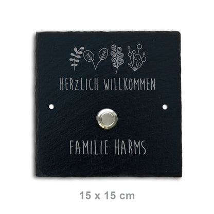 Klingelschild aus Schiefer - Motiv HARMS - Jeske Design