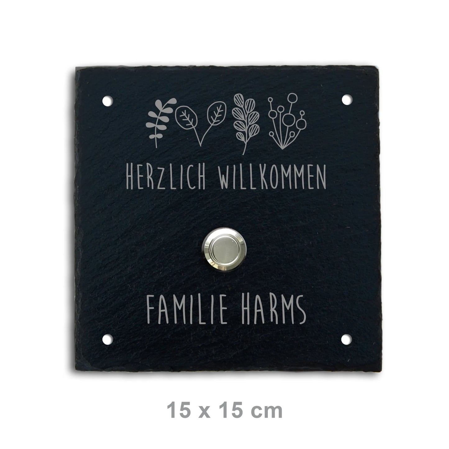Klingelschild aus Schiefer - Motiv HARMS - Jeske Design