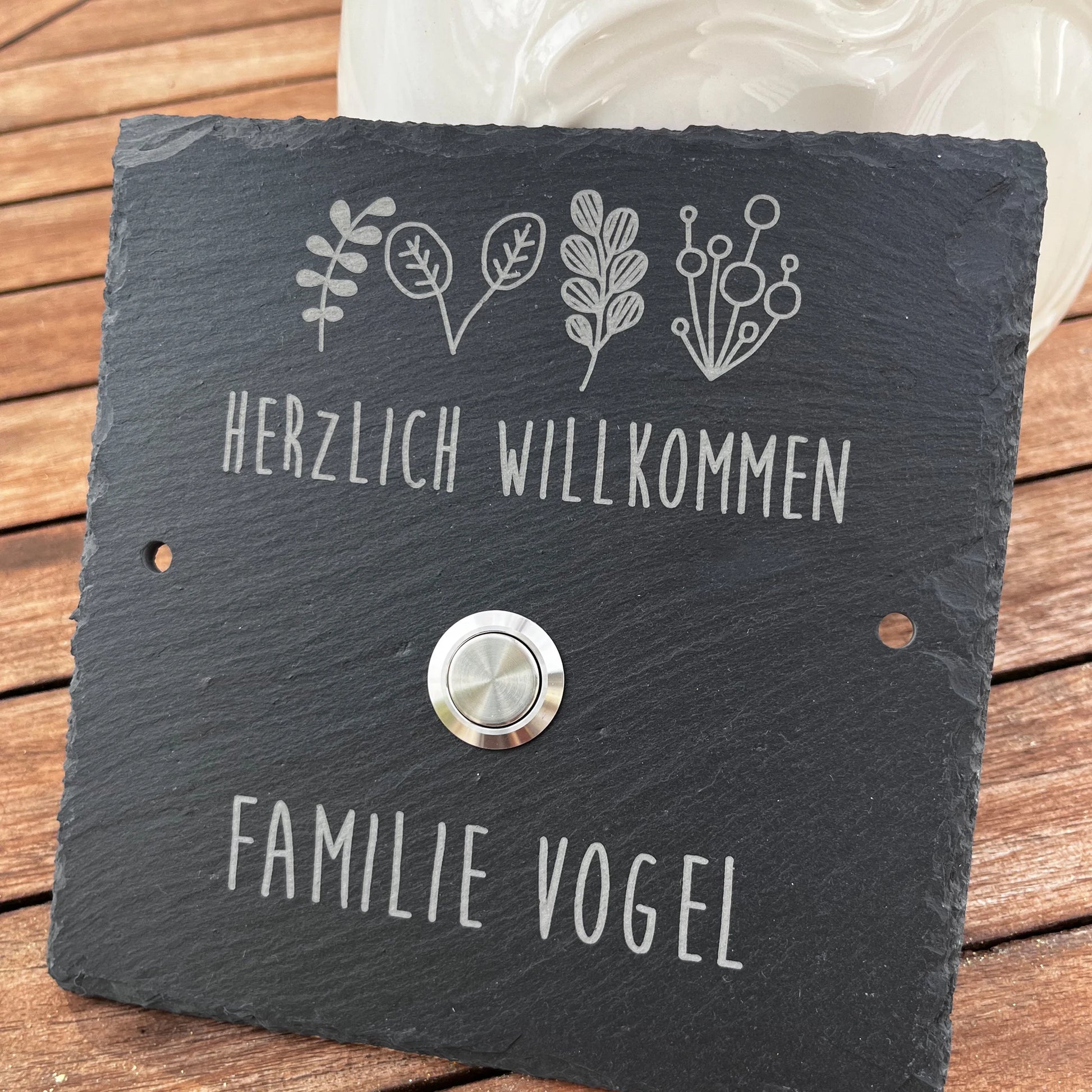 Klingelschild aus Schiefer - Motiv HARMS - Jeske Design
