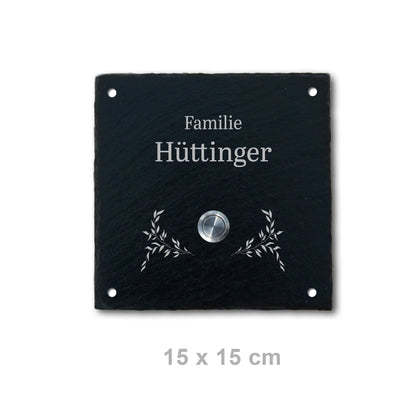 Klingelschild aus Schiefer - Motiv HÜTTINGER - Jeske Design