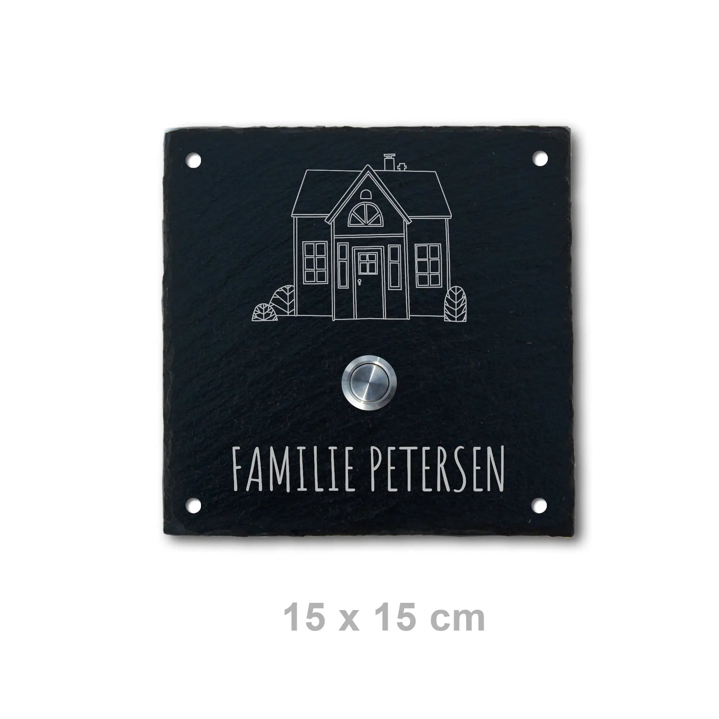 Klingelschild aus Schiefer - Motiv SCHWEDENHAUS - Jeske Design