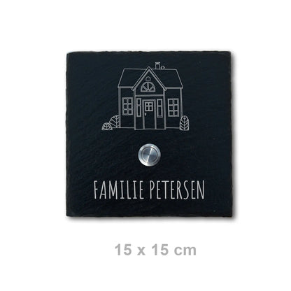Klingelschild aus Schiefer - Motiv SCHWEDENHAUS - Jeske Design