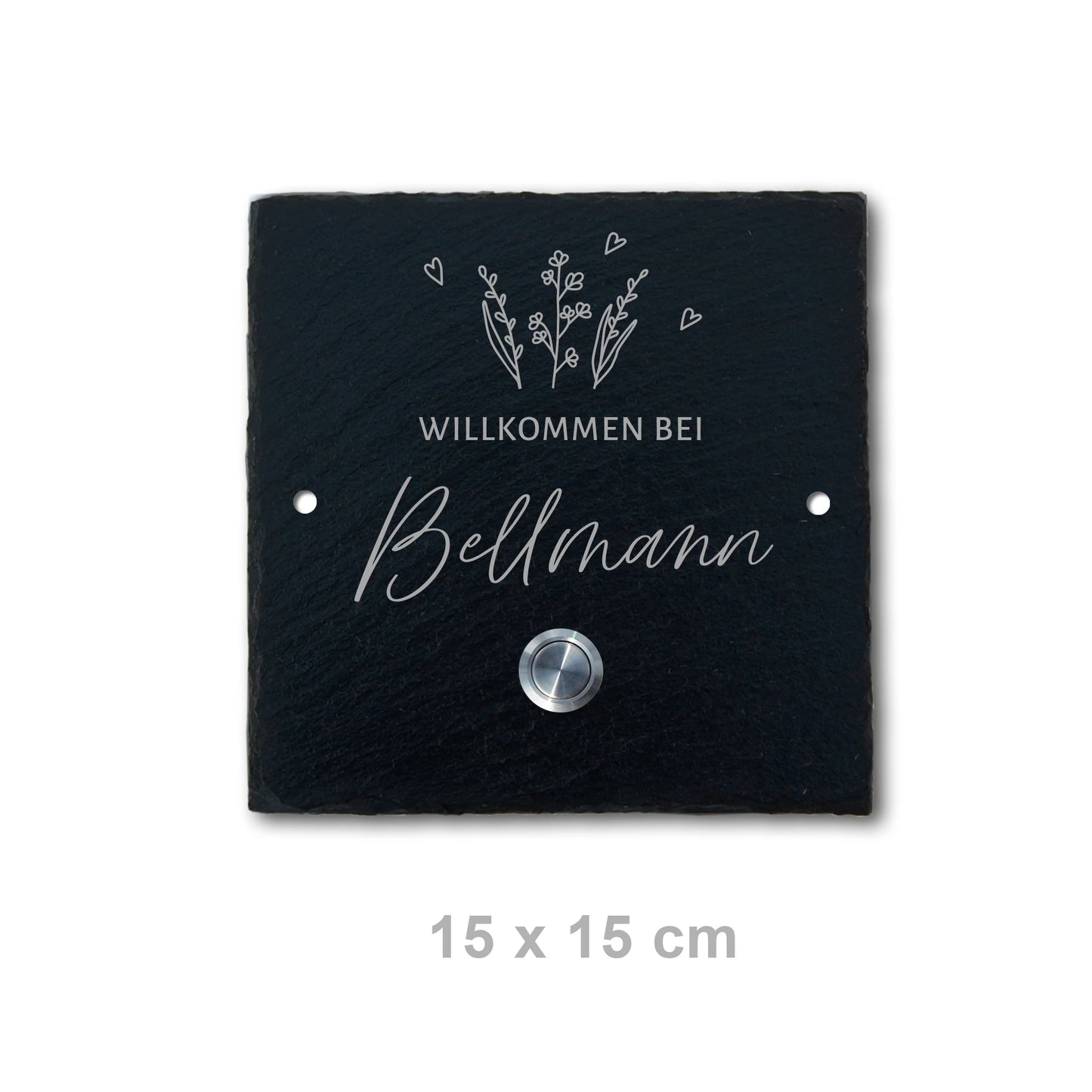 Klingelschild aus Schiefer - Motiv WIESE - Jeske Design