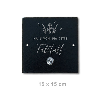 Klingelschild aus Schiefer - Motiv WIESE - Jeske Design
