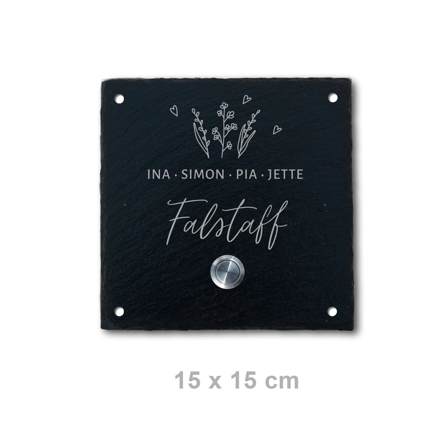 Klingelschild aus Schiefer - Motiv WIESE - Jeske Design