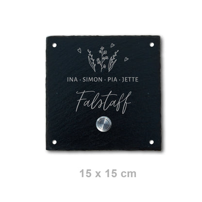 Klingelschild aus Schiefer - Motiv WIESE - Jeske Design