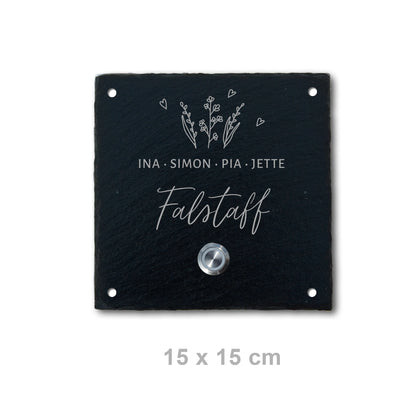 Klingelschild aus Schiefer - Motiv WIESE - Jeske Design