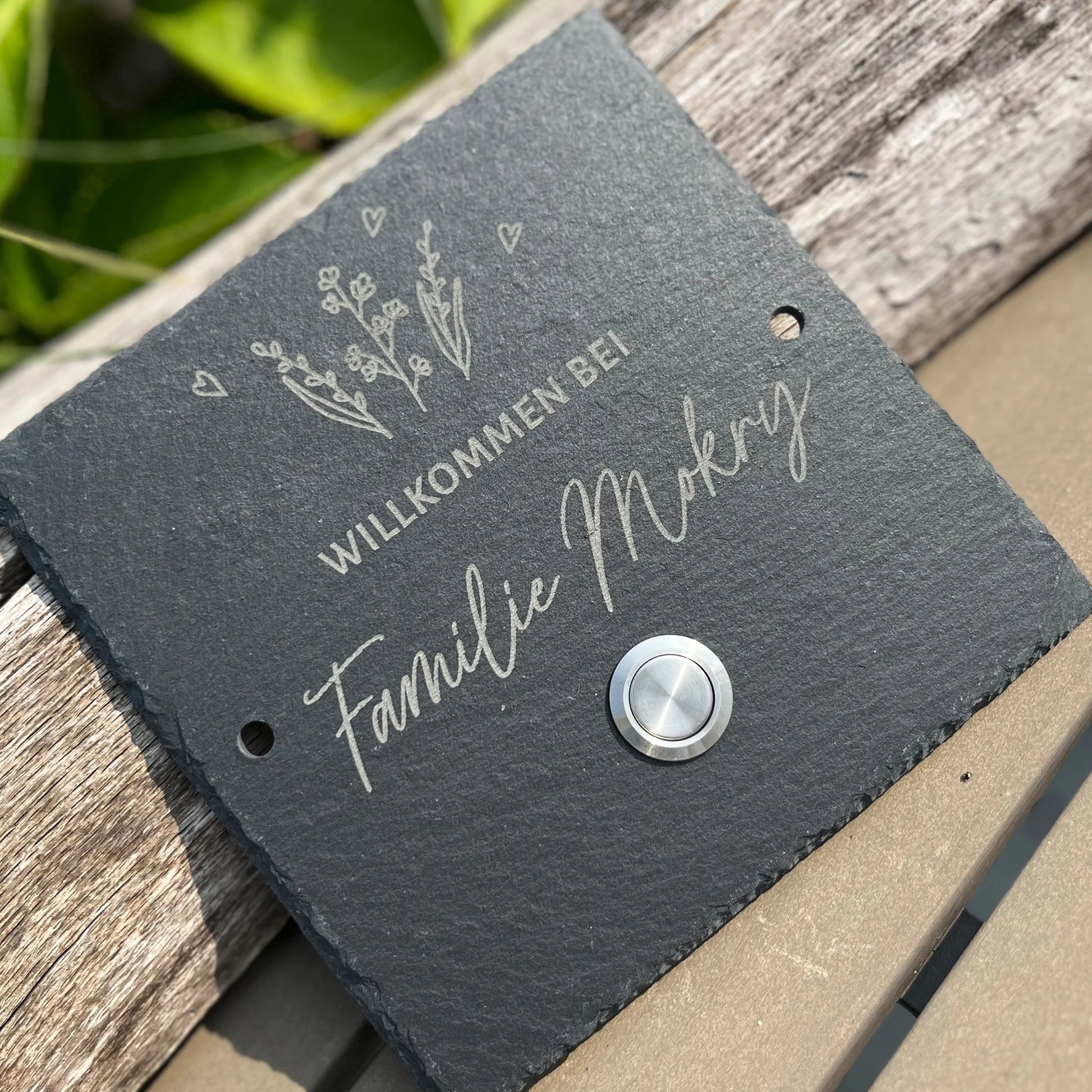 Klingelschild aus Schiefer - Motiv WIESE - Jeske Design