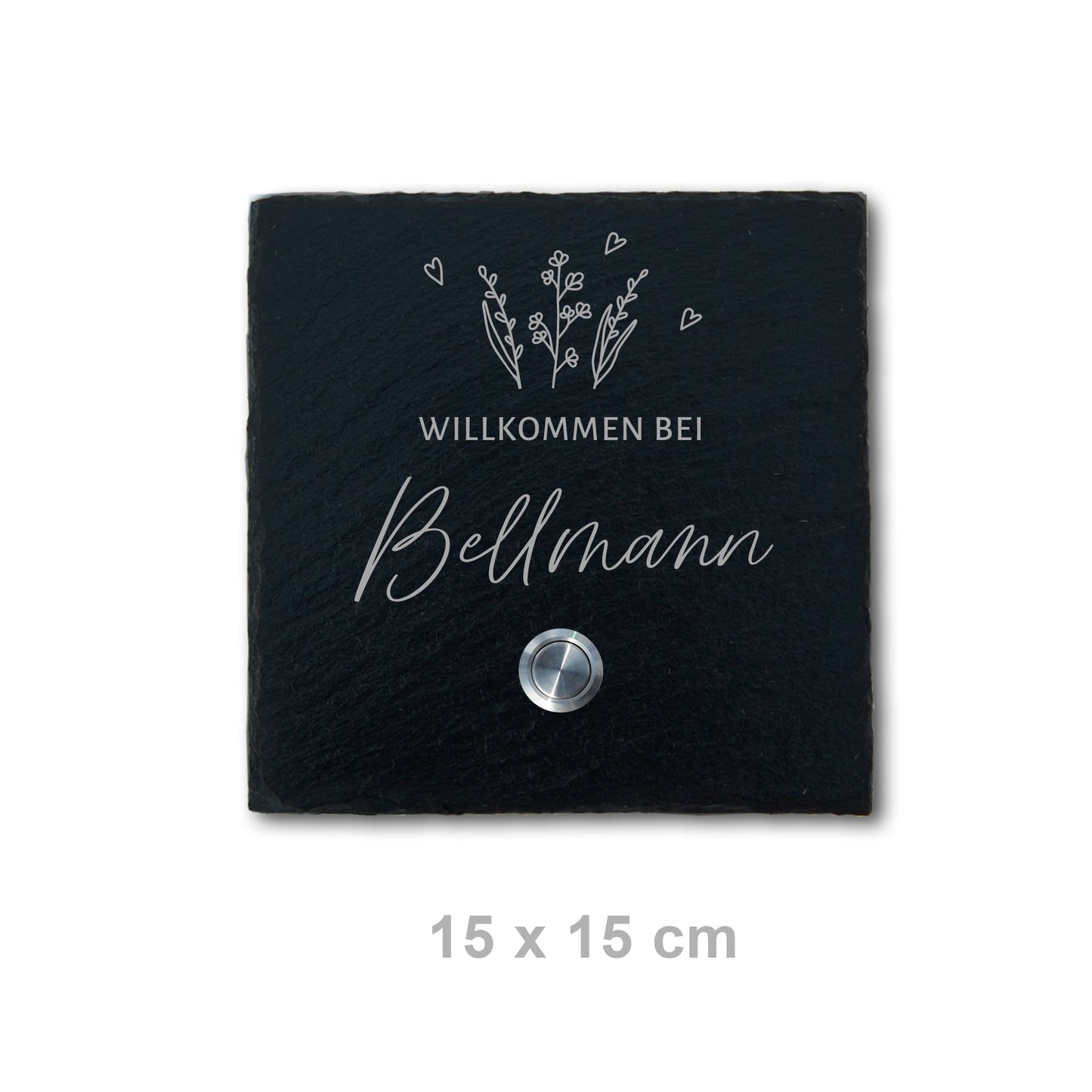 Klingelschild aus Schiefer - Motiv WIESE - Jeske Design