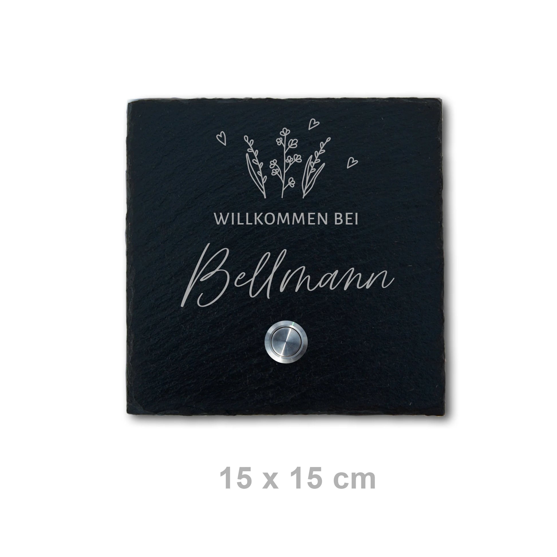 Klingelschild aus Schiefer - Motiv WIESE - Jeske Design