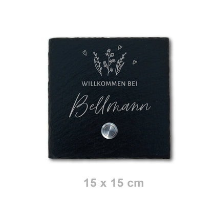 Klingelschild aus Schiefer - Motiv WIESE - Jeske Design