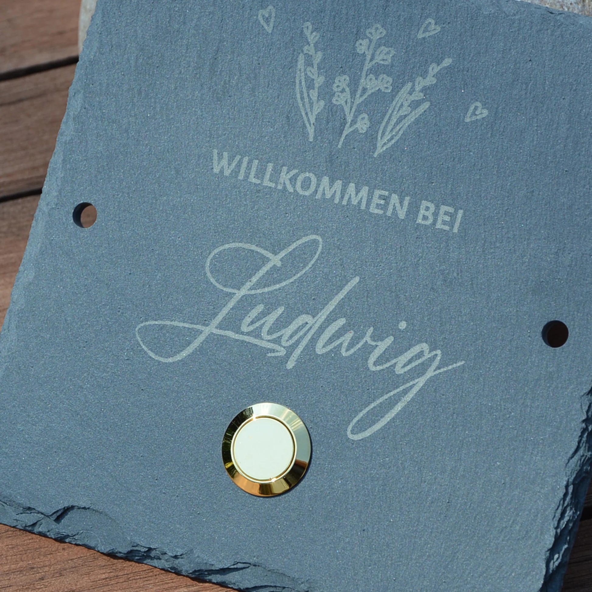 Klingelschild aus Schiefer - Motiv WIESE - Jeske Design