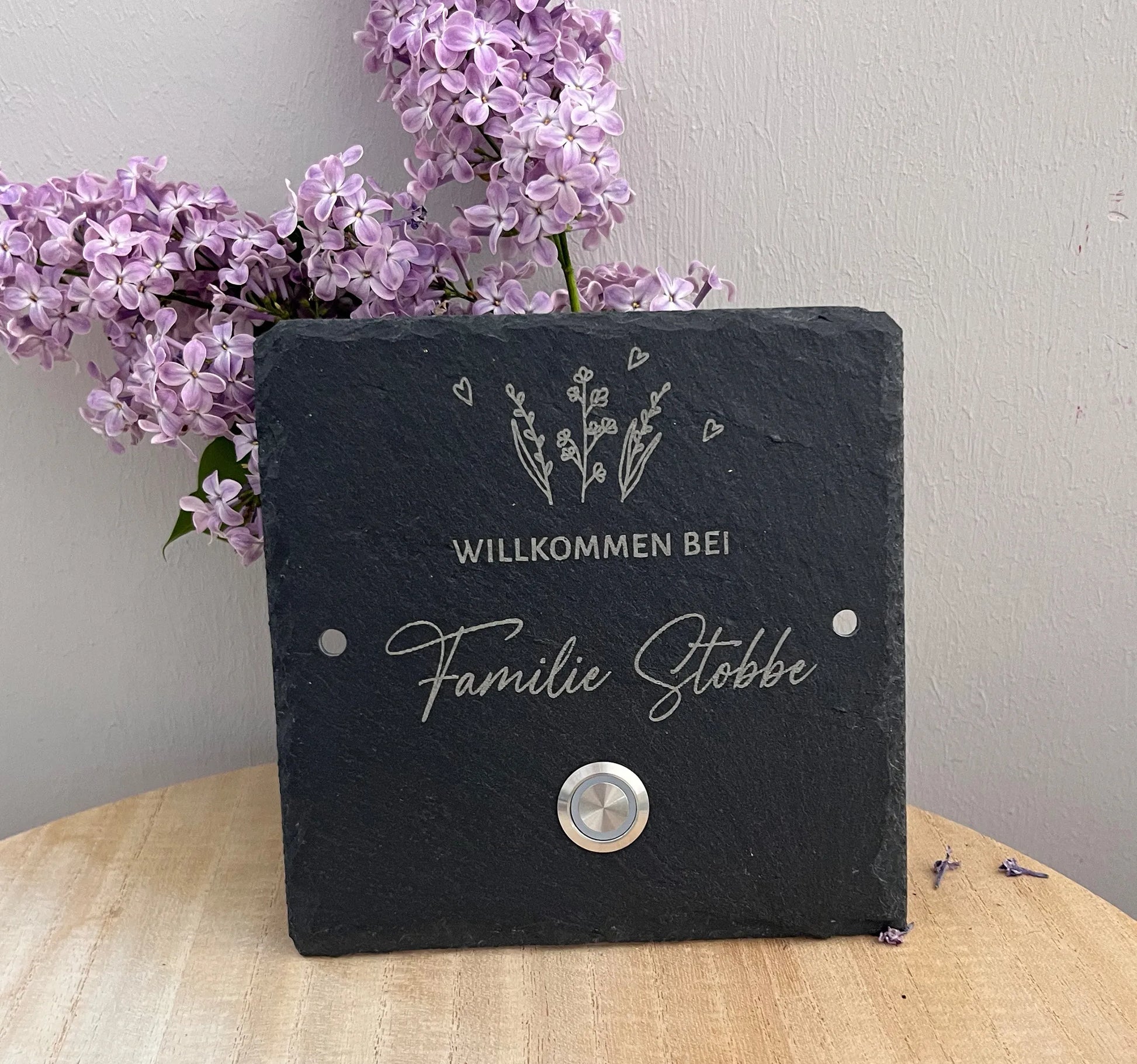 Klingelschild aus Schiefer - Motiv WIESE - Jeske Design
