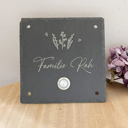 Klingelschild aus Schiefer - Motiv WIESE - Jeske Design