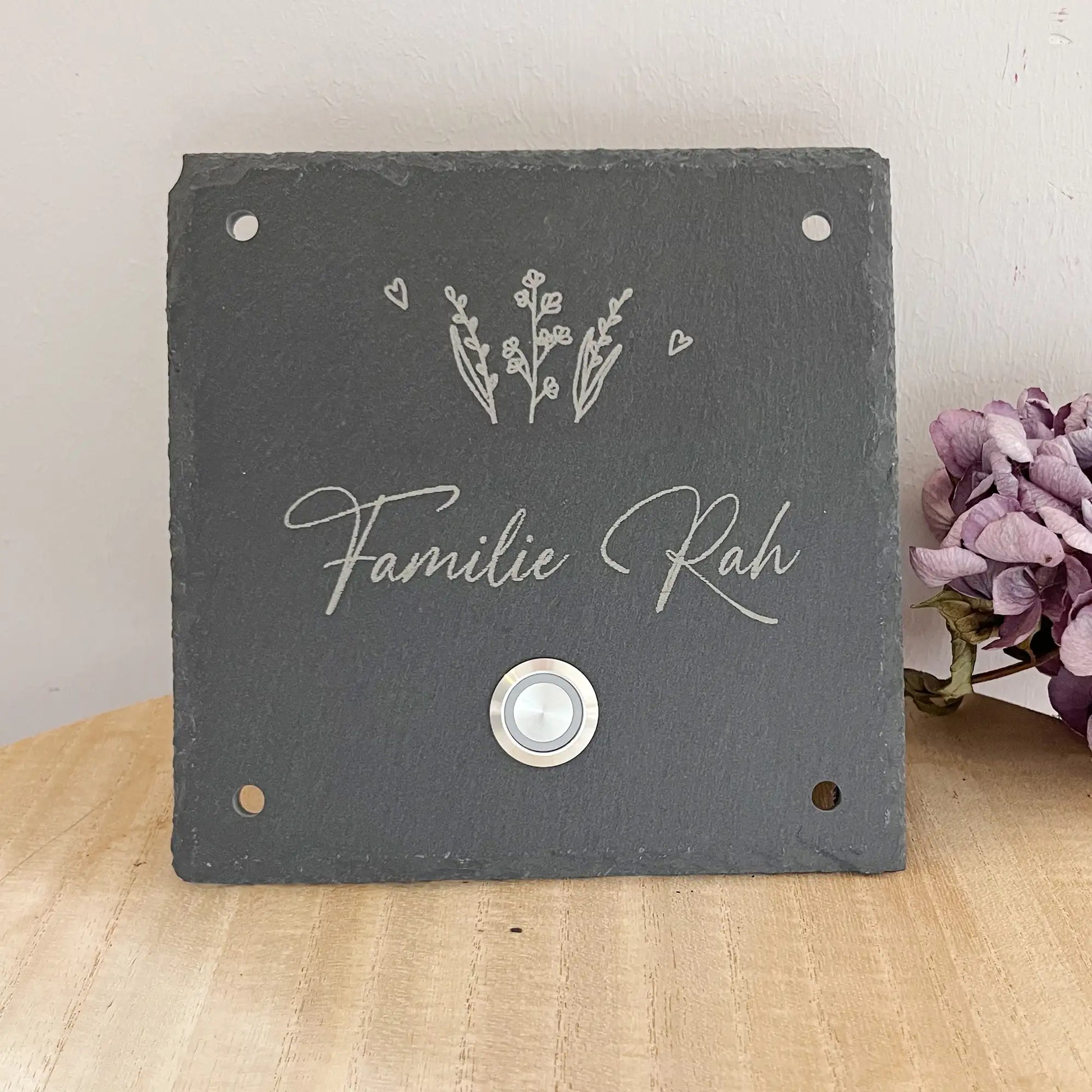 Klingelschild aus Schiefer - Motiv WIESE - Jeske Design